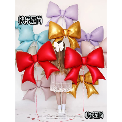 ins小清晰哑光蝴蝶结铝膜气球商场装饰布置春游踏青户外拍照道具