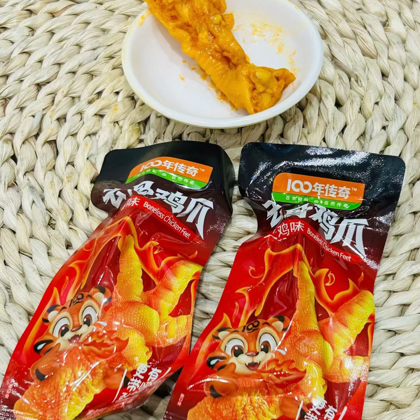 百年传奇火鸡味系列去骨鸡爪、鸡脚筋二选一 独立小包装 散称1斤