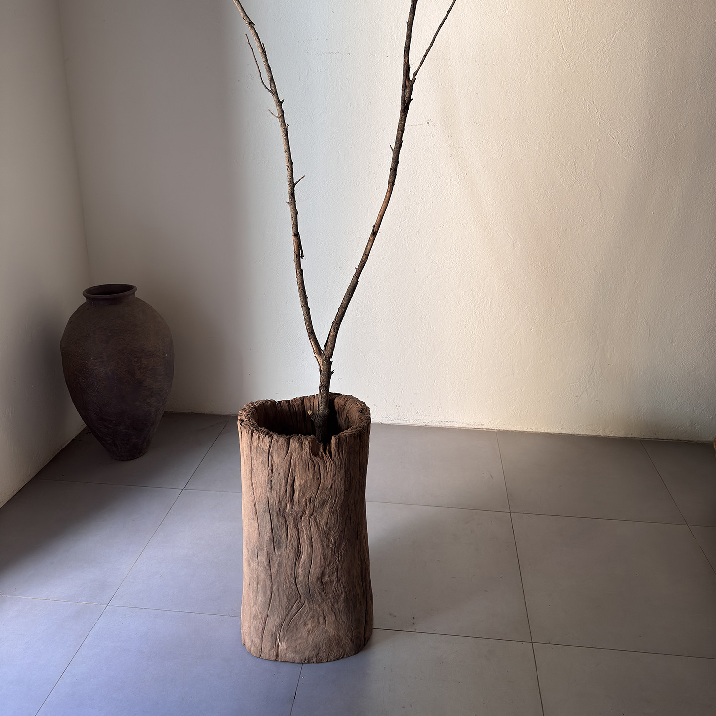 古旧风化木枯木桶收藏干花枯枝枯木插花桶收藏古董摆件26111