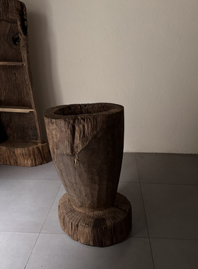 风化木枯木桶侘寂风艺术空间摆件老木朽木桶古物装饰摆件251031