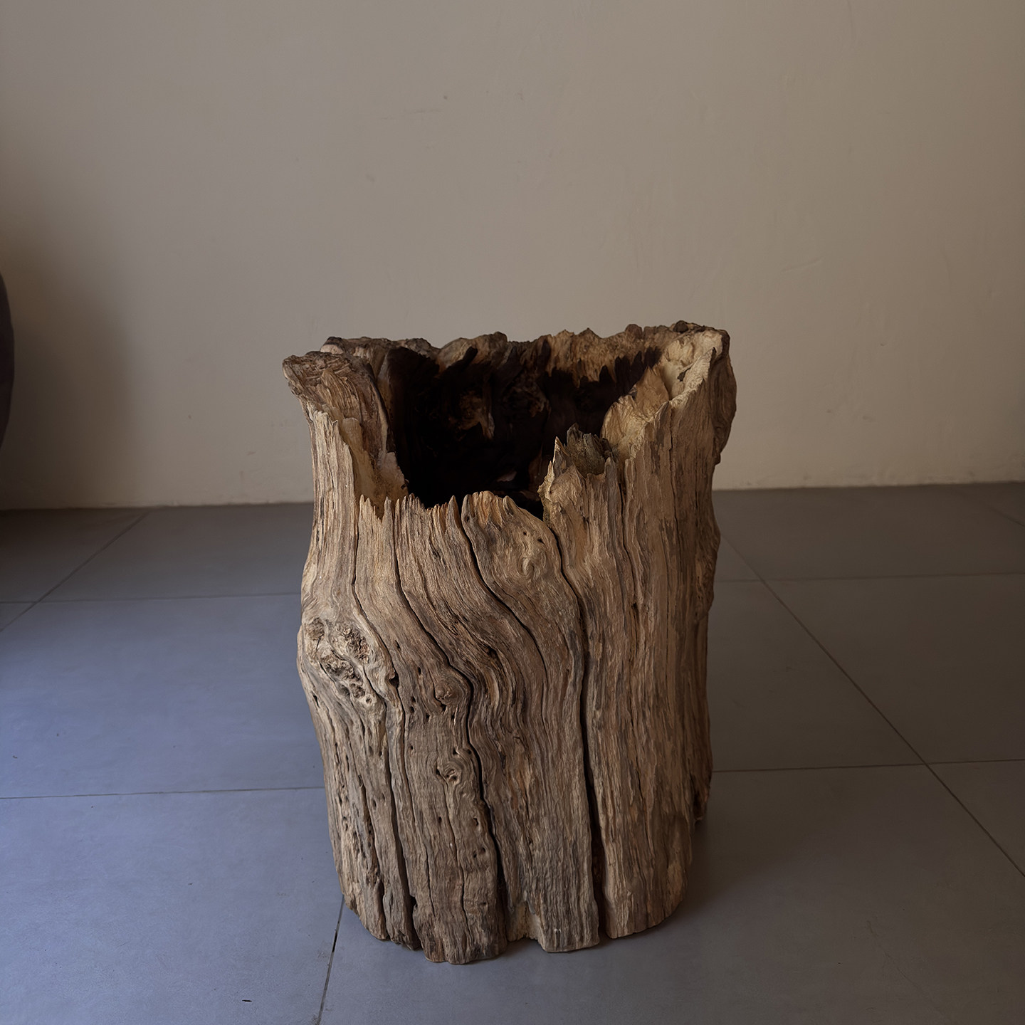 古旧艺术空间装饰干花插花桶朽木枯木木桶摆件墙角装饰26107