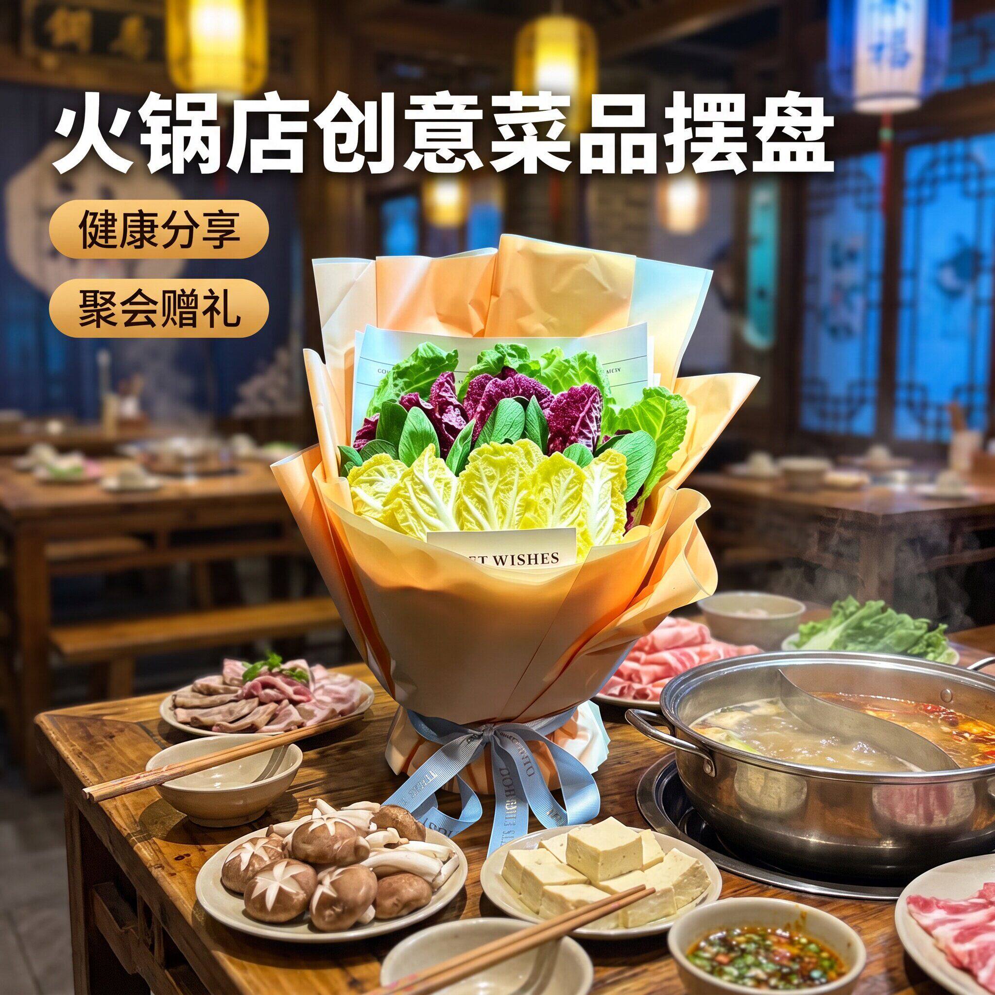 酒店创意装饰摆件蔬菜花托摆件火锅花束餐具火锅店金属装饰品