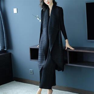 洋气显瘦长款 宽松大码 外套女 新款 褶皱纯色翻领风衣2025秋季