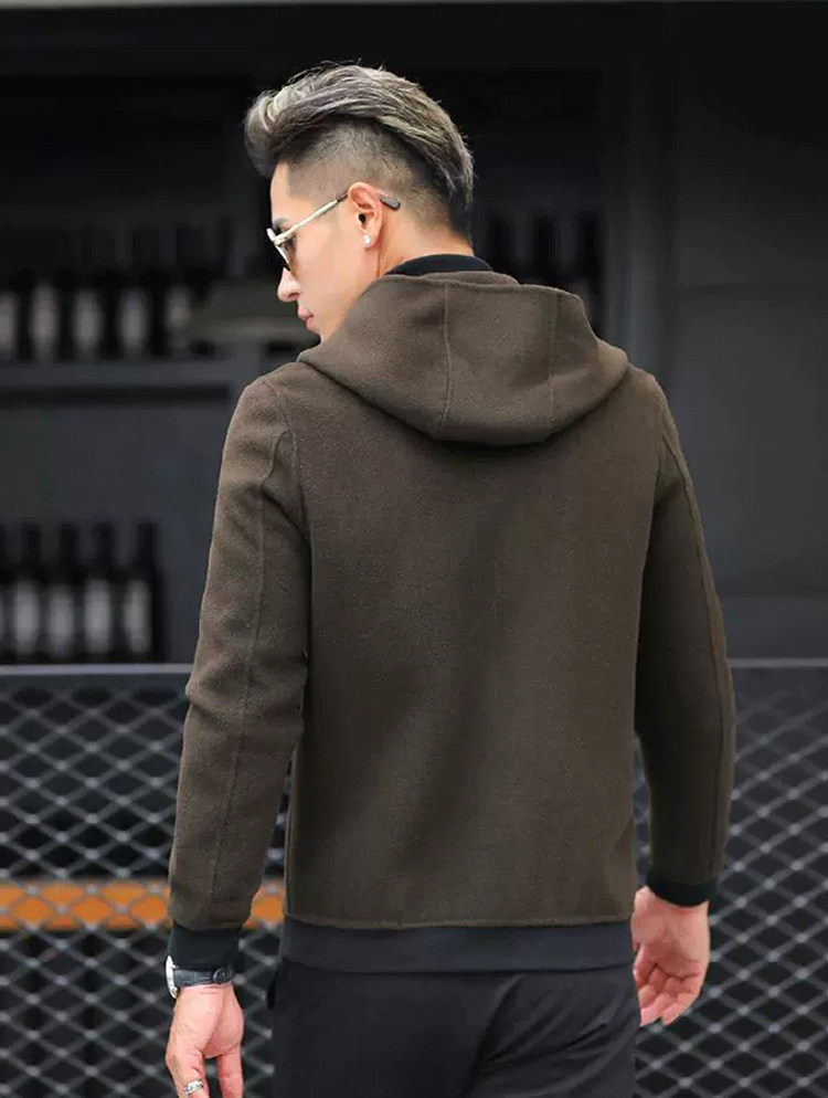 남성의류 샘플 실제의류 커팅사진 양면 모직후드자켓 캐시미어 모직캐주얼자켓 패턴 1189