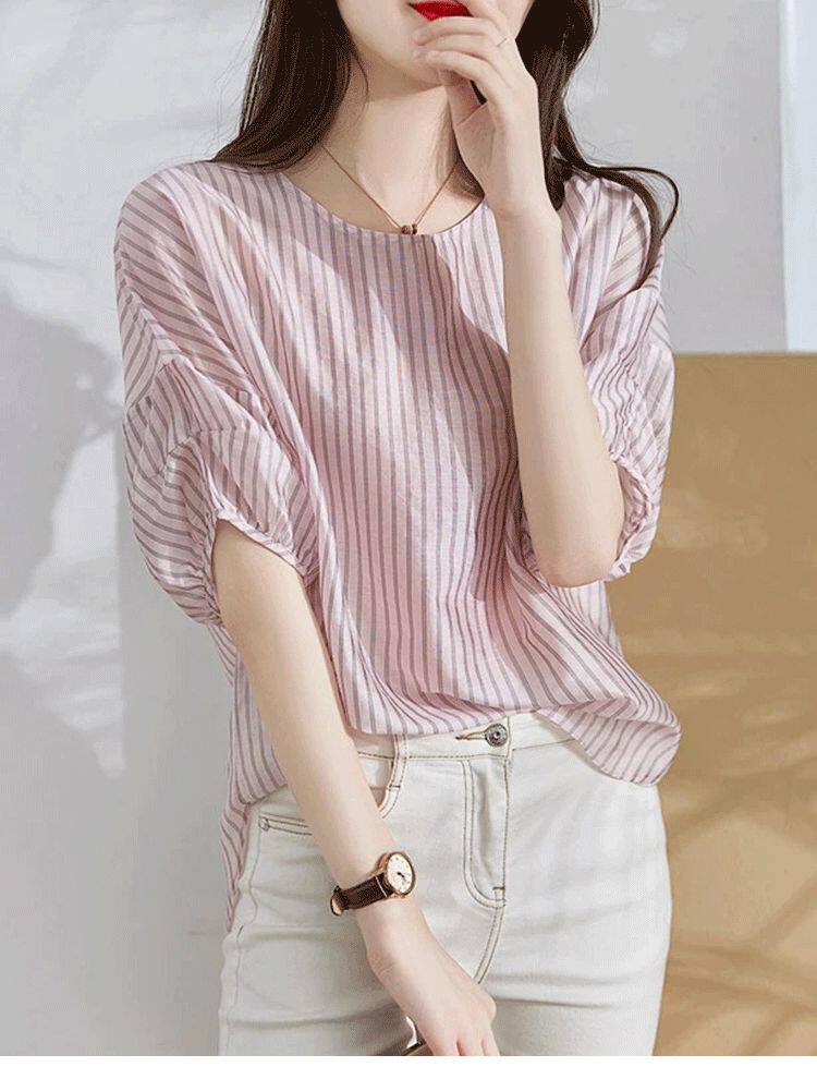 실제 의류 샘플 의류 절단 다이어그램 여름 중간 소매 탑 느슨한 라운드 넥 셔츠 종이 패턴 1226 크래프트 지