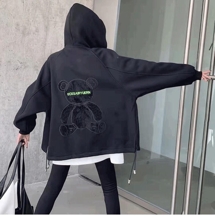 여성 의류 샘플 의류 커팅 드로잉 라글란 슬리브 루즈 대형 가디건 후드 티셔츠 패턴 1280 레이아웃