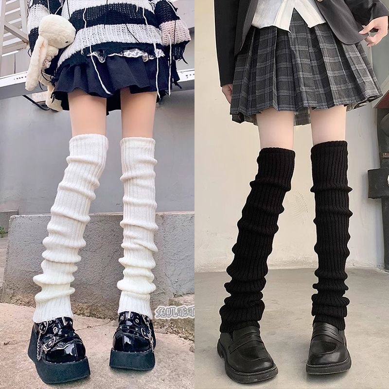 Lolita针织堆堆袜套日系加长jk小腿袜修饰腿型袜子腿套显瘦遮腿型