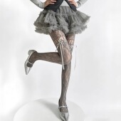 灰色蕾丝蝴蝶结绑带网袜辣妹裤 袜千禧风性感显瘦复古镂空黑丝袜薄