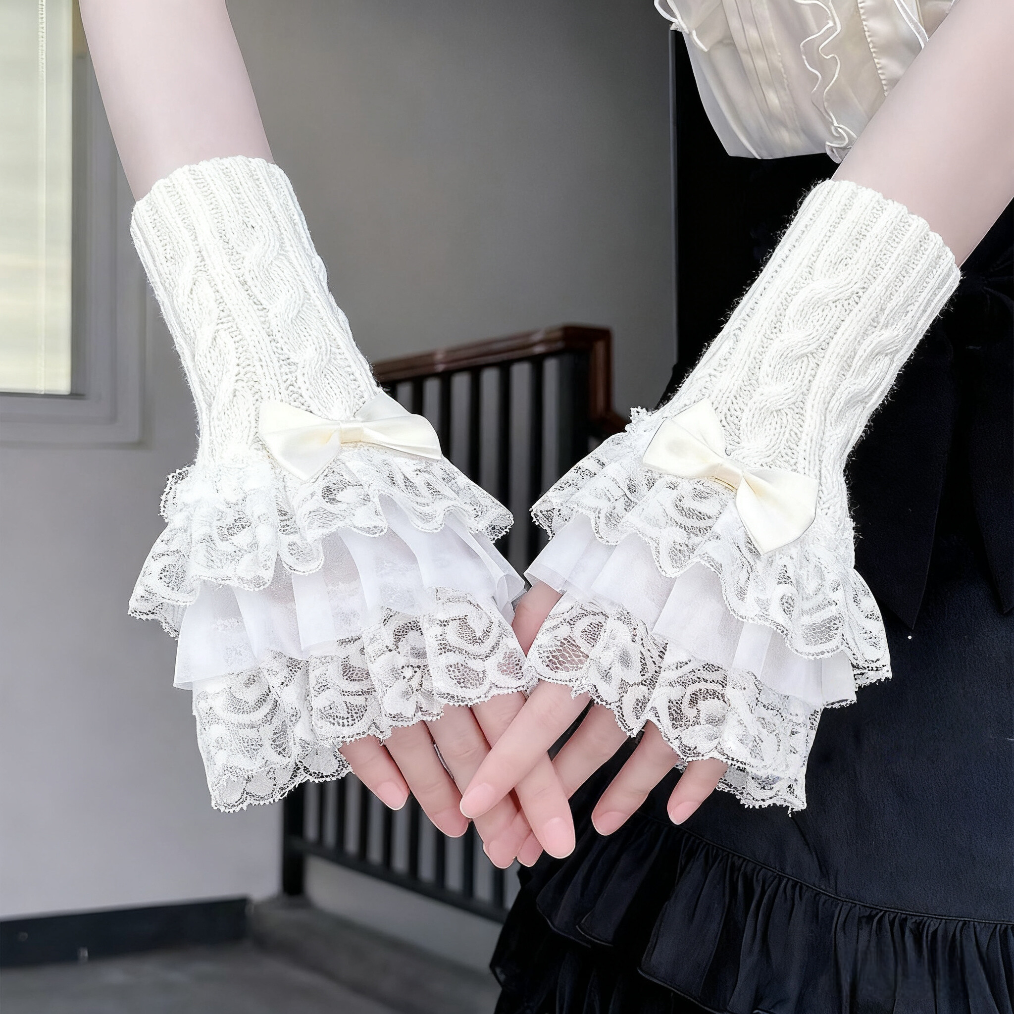 lolita蕾丝手袖女重工花边袖套宴会花嫁蝴蝶结针织半掌洛丽塔手套,服饰配件/皮带/帽子/围巾,手套,淘宝优惠券,粉丝福利购,淘宝优惠卷