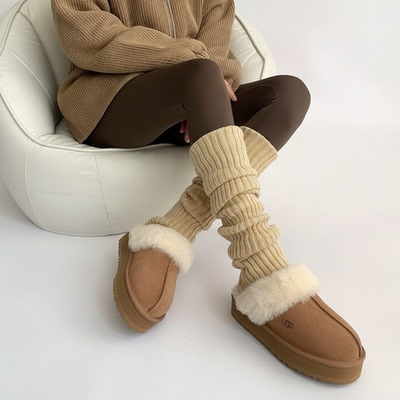 2025新款加厚棕色腿套保暖针织堆堆袜穿搭宽松秋冬季女款JK袜套
