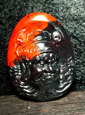 天然玉石桂林鸡血乾坤红料钟馗天师男女平安吉祥护身挂件诸事顺遂