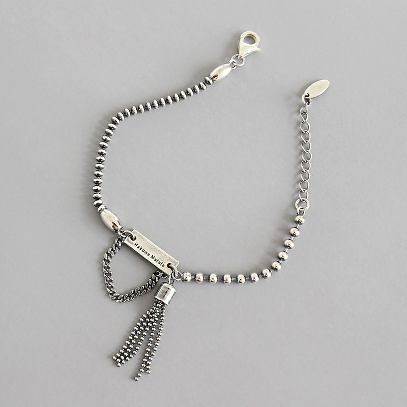 Silver ornament Korean Edition S925 Sterling Silver Retro Do the old Bead Party cards chain tassels Bracelet student Silver Chainin the Accessories/Fashion Jewelry, Bracelets  category - from Buy2taobao.com to provide professional Taobao agent buy service