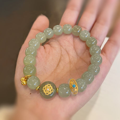 抖音热款和田玉晴水9*10mm老型珠