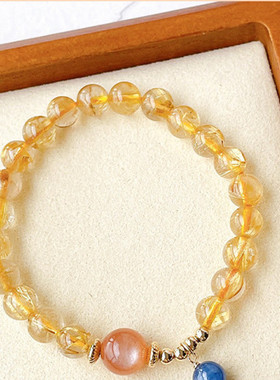 金发晶8mm太阳石蓝晶石三圈14包