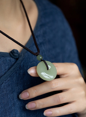 天然老坑和田玉平安扣吊坠男女保