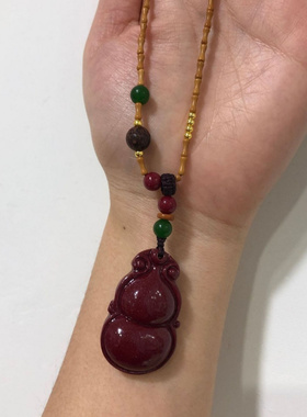 高含量紫金砂毛衣链福禄葫芦吊坠