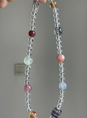 新款多巴胺彩色多宝水晶手链天然