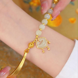 推荐 称心如意和田玉手镯绣球饱满手串气质手链生日礼物女生