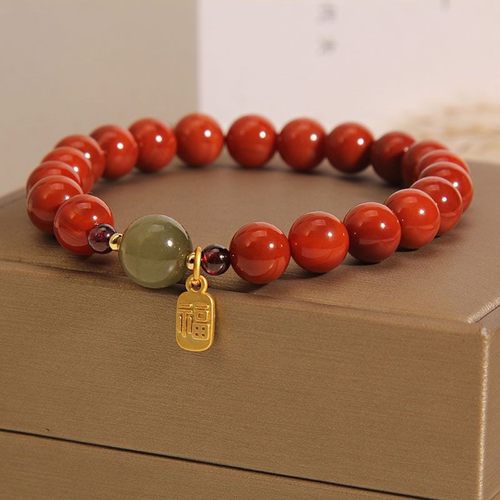 新款网红直播同款红玛瑙福牌手链小众设计和田玉手串闺蜜女友礼物