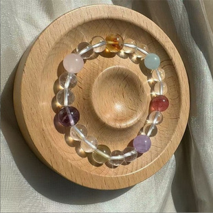 彩色糖果天然多宝10mm手串女海蓝宝紫阿塞粉黄水晶草莓晶手链时尚