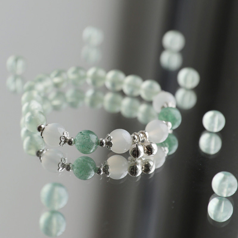 葡萄石手链女绿草莓晶手串白月光