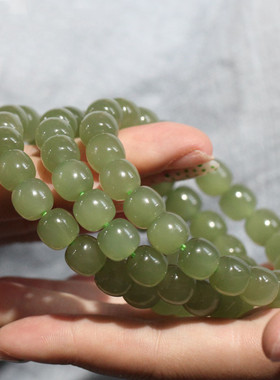 和田玉青海料9*10mm单圈冰晴水老