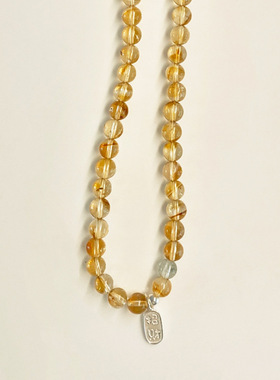 天然黄塔晶手链纯银招财珠串叠戴