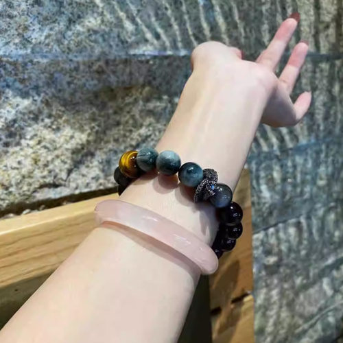 2025年上新鹰眼石男款手链银曜石