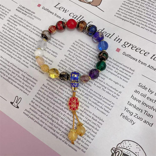 香灰琉璃手串小红书同款金箔多宝