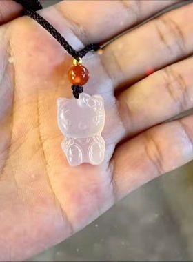 Hellokitty白玛瑙项链女KT猫吊坠