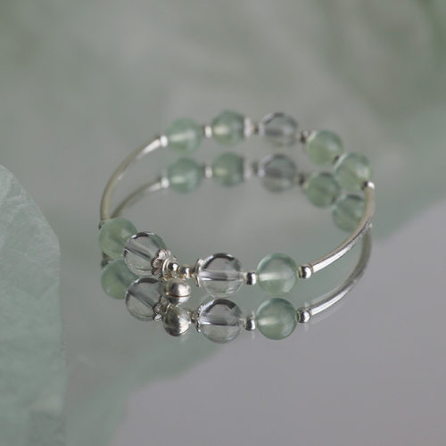 葡萄石手链女白水晶手串铃铛转运