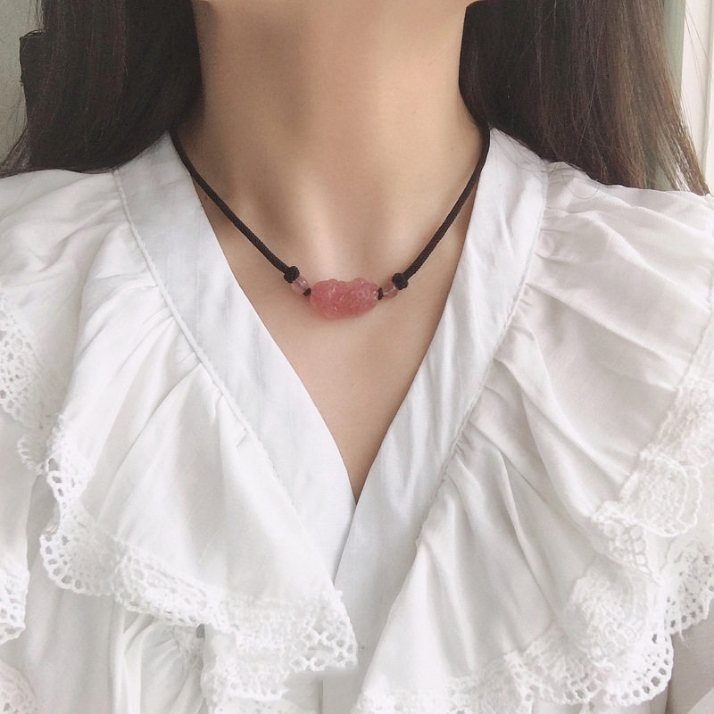 草莓晶貔貅项链女锁骨链吊坠手链