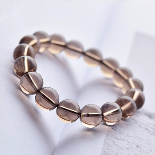 收藏级天然茶水晶手链7A级茶晶烟