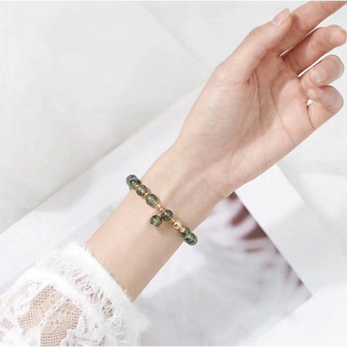 发晶手链女夏绿发晶水晶手串森系