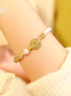 典润珠宝和田玉平安扣手链ins小