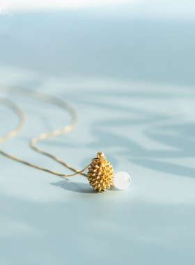 琉怜天然和田玉项链女榴莲纯银吊