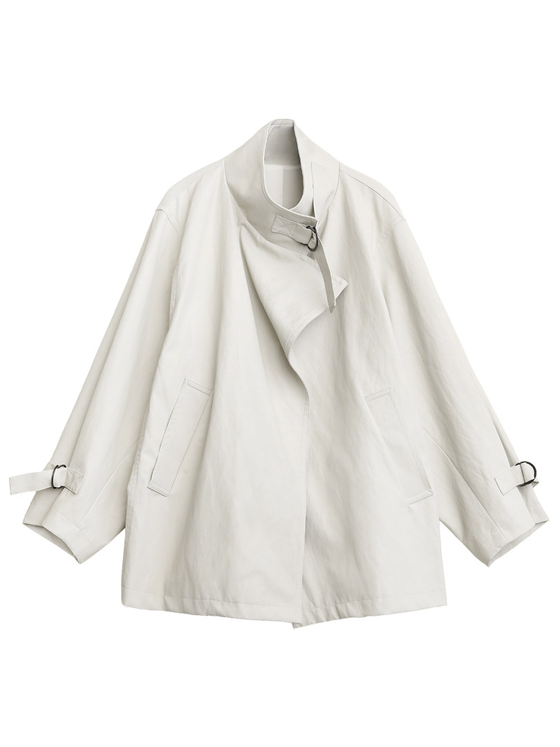 White lightweight coat jacket displayed on a plain background