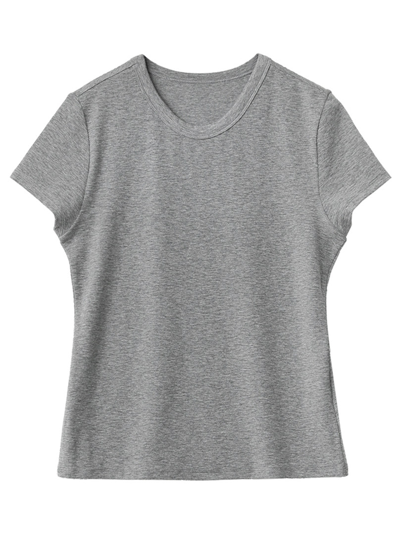 Gray short-sleeve crew neck t-shirt on a white background