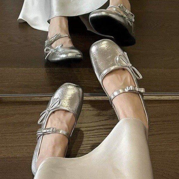 品牌银色软皮玛丽珍单鞋女鞋内增高2026年春季蝴蝶结浅口方头皮鞋,女鞋,浅口单鞋,淘宝优惠券,粉丝福利购,淘宝优惠卷