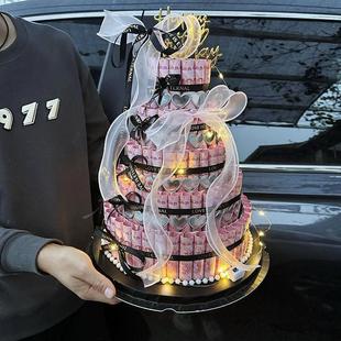 七夕情人节送女朋友人民币花束有钱花生日礼盒装钱的现金惊喜盒子