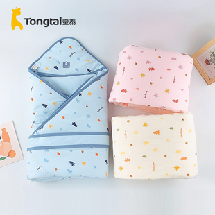 童泰新生儿秋冬棉抱被纯棉抱毯宝宝夹棉包被居家小被子外出棉盖毯