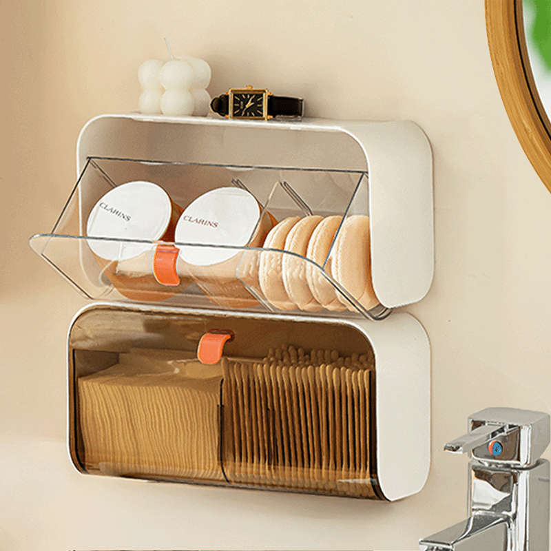 卫生间镜柜收纳盒壁挂式化妆品卸妆棉签棉片收纳盒子洗漱台置物架,收纳整理,桌面收纳盒,淘宝优惠券,粉丝福利购,淘宝优惠卷