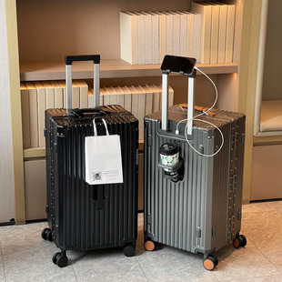 袋鼠行李箱加厚三七开拉杆箱多功能万向轮海关锁铝框学生登机箱子