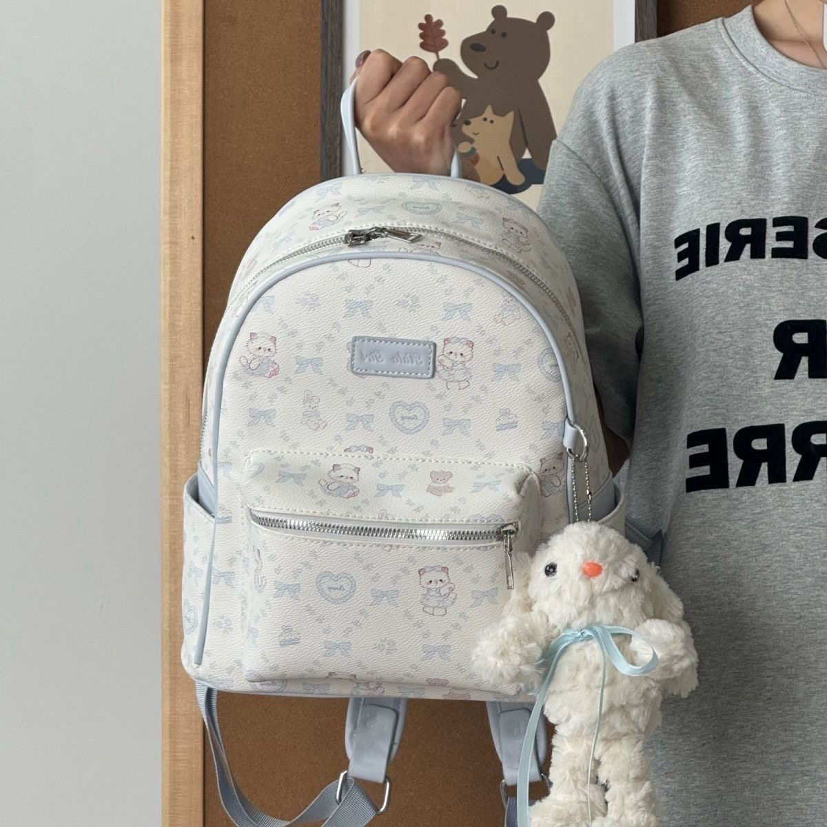 2025新款蓝粉紫可爱高级双肩包百搭大容量书包旅行背包学生,箱包皮具/热销女包/男包,双肩背包,淘宝优惠券,粉丝福利购,淘宝优惠卷