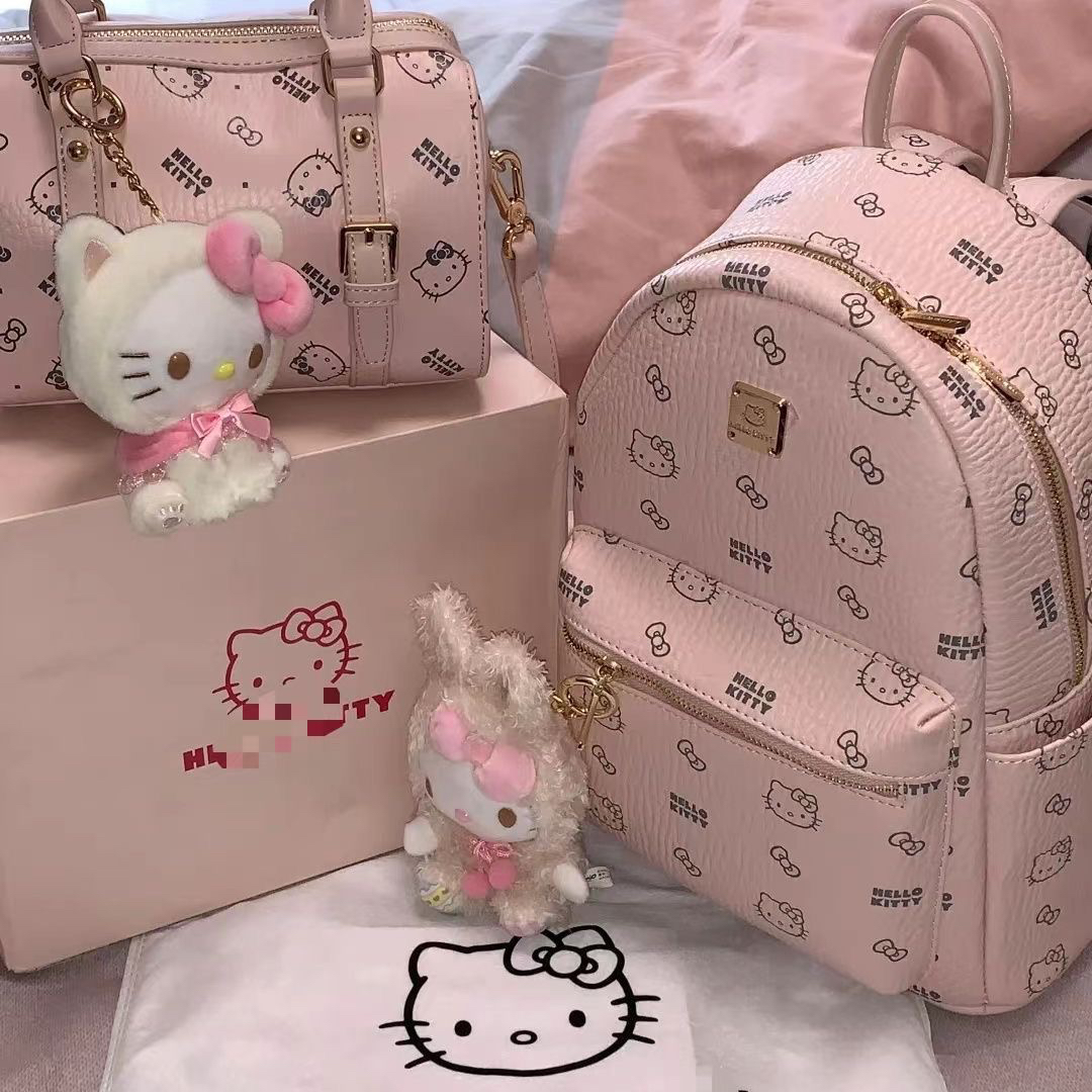 HelloKitty旅行背包2024新款小众大学生书包百搭通勤高级双肩包