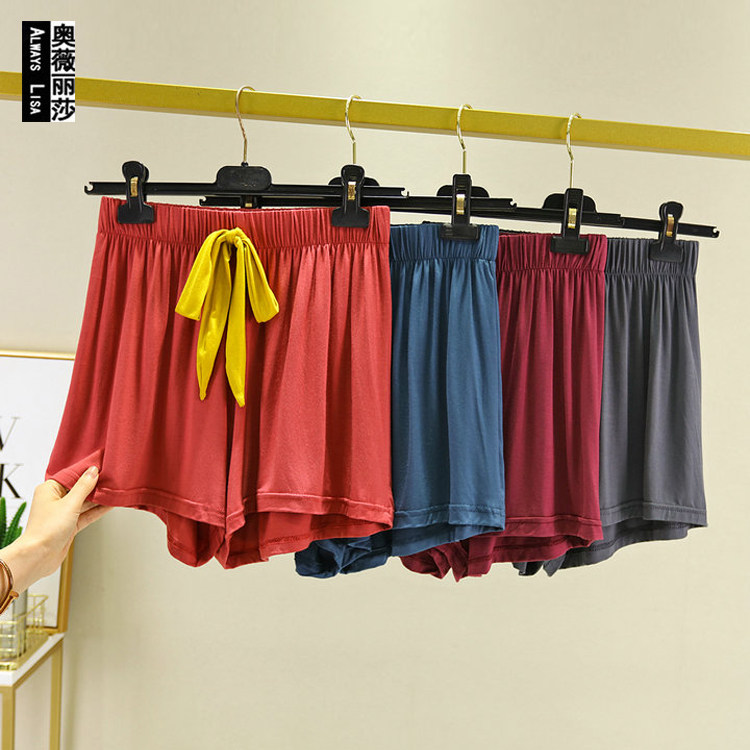 2020年夏季薄款莫代尔宽松撞色短裤居家睡眠防走光三分沙滩小裙裤