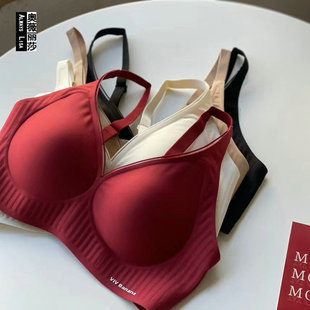 果冻胶软聚拢按摩舒适内衣胸罩女士红色本命年文胸6310733