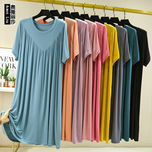 休闲百褶裙莫代尔纯色宽松加大