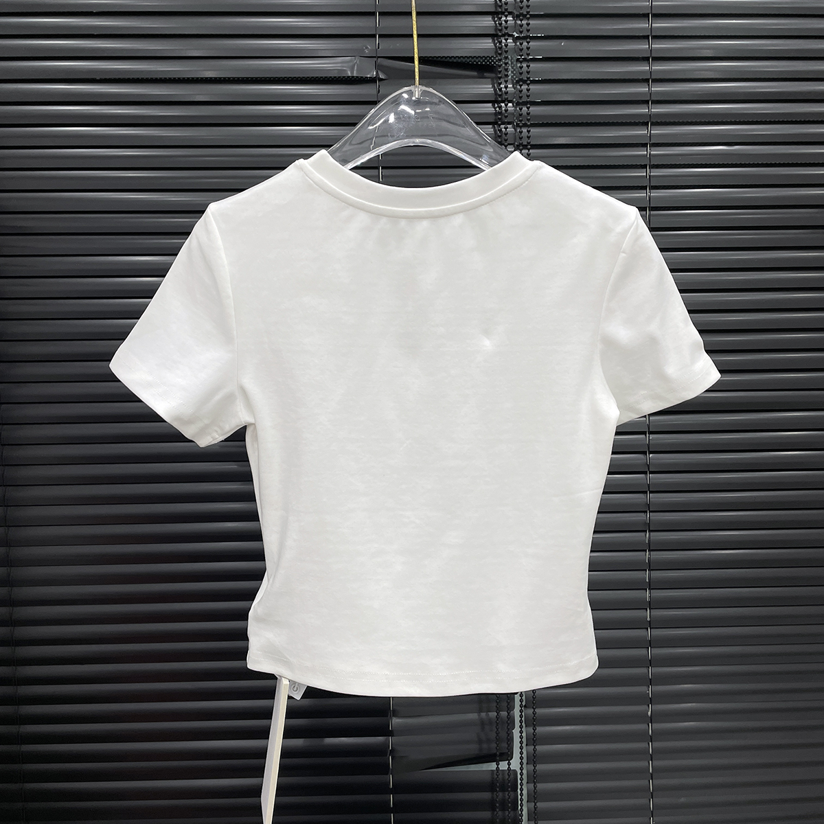 付新博女装圆领短袖T恤女小众设计百搭显瘦简约短款上衣13896