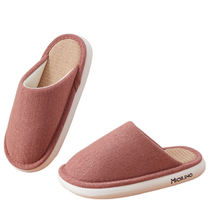 米奇菱亚麻拖鞋女厚底2024年夏季新款静音吸汗透气包头凉拖鞋男士